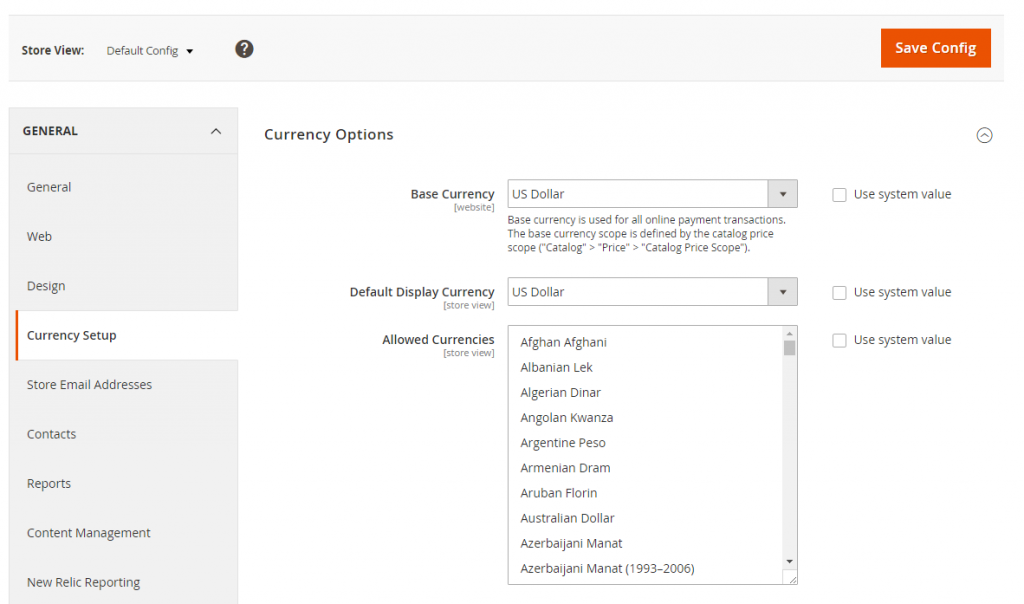 Magento 2 Currency Setup